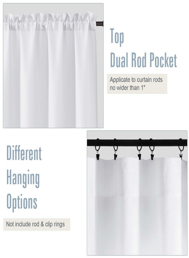 WelvetBLK White Curtains Tier 24 Inch Length 2 Panels Set, Faux Linen Textured Light Filtering Short Cafe Curtains Drapes for Bathroom Basement Half Window, Rod Pocket Design, White, Each 30Wx24L Inch - Image 5
